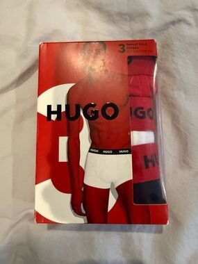 NWT HUGO Men’s 3-Pack Triplet Trunks - Red/White/Black